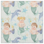 Swim With Dolphins Mermaids Fabric