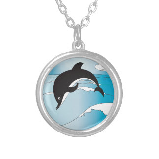 Swim With Dolphins Silver Plated Necklace