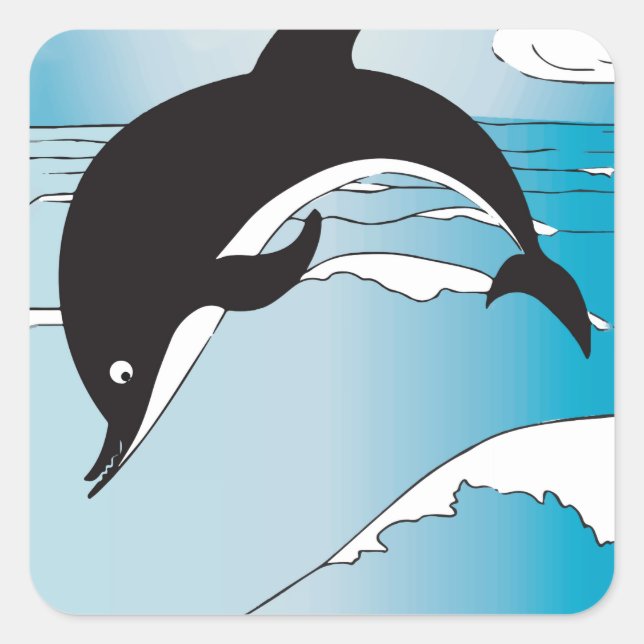 Swim With Dolphins Square Sticker (Front)