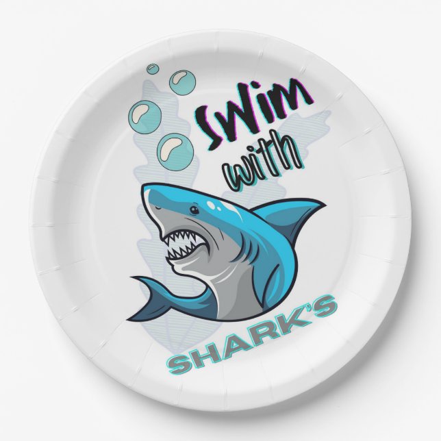 swim with sharks paper plates (Front)