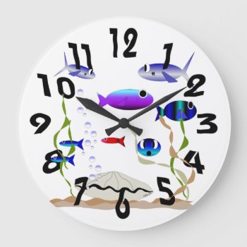 Swim With The Fishes Wall Clock by ellejai at Zazzle
