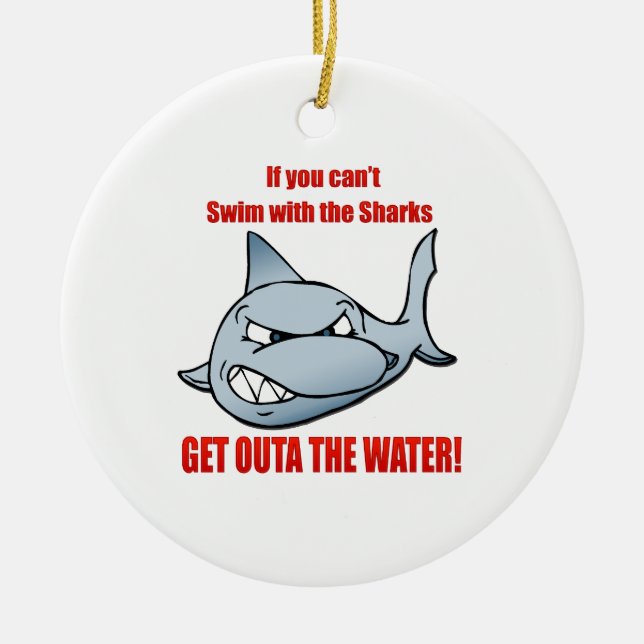 Swim with the Sharks Ceramic Ornament (Front)