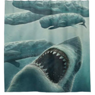 SWIM WITH THE SHARKS SHOWER CURTAIN