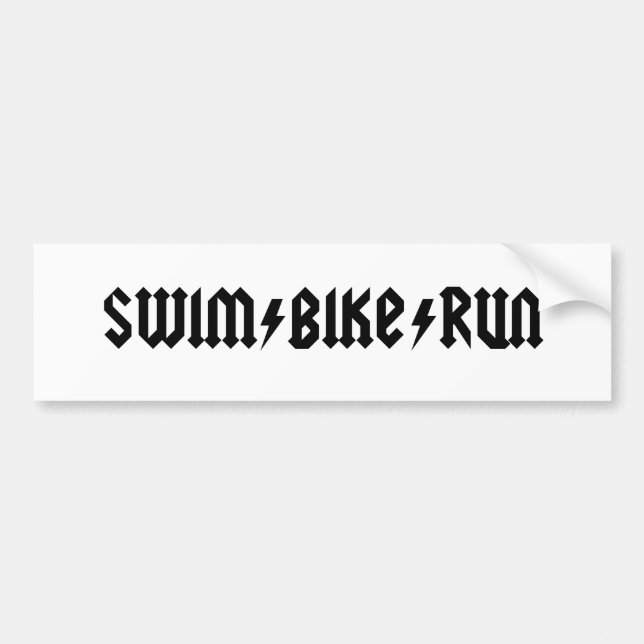 swimbikerun acdc letters bumper sticker (Front)