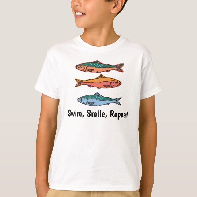 swime, smile, repeat, Tuna Kids T-Shirt (Front)