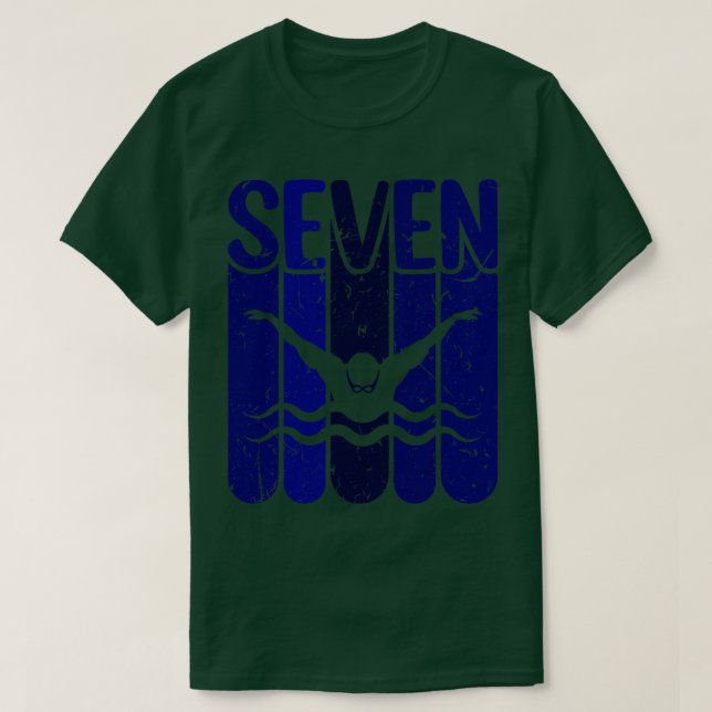 Swimmer 7th Birthday Swimming T-Shirt (Design Front)