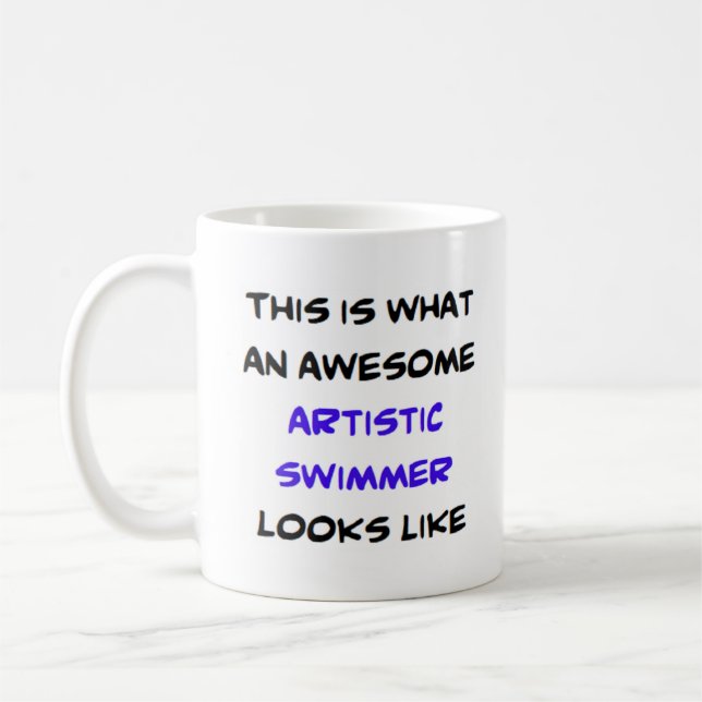 swimmer artistic, awesome coffee mug (Left)