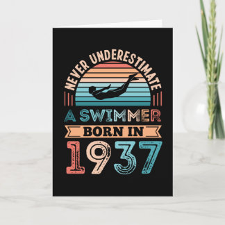 Swimmer born in 1937 90th Birthday Swimming Gift Card
