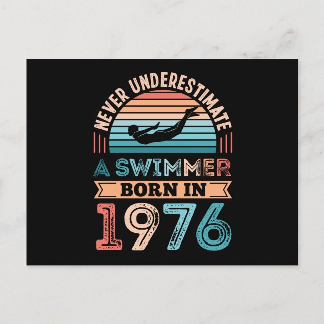 Swimmer born in 1976 50th Birthday Swimming Gift Postcard (Front)
