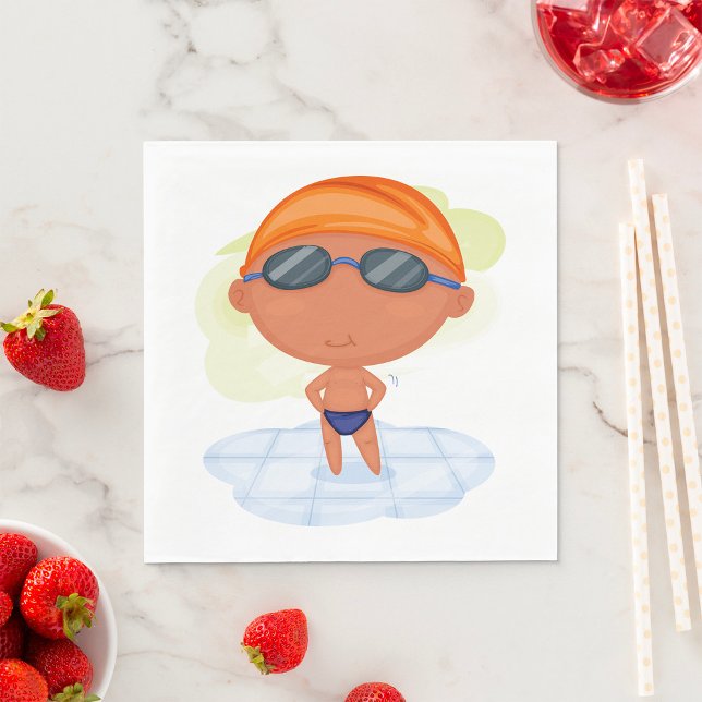 Swimmer Boy in Goggles and Swim Cap Napkins (Creator Uploaded)
