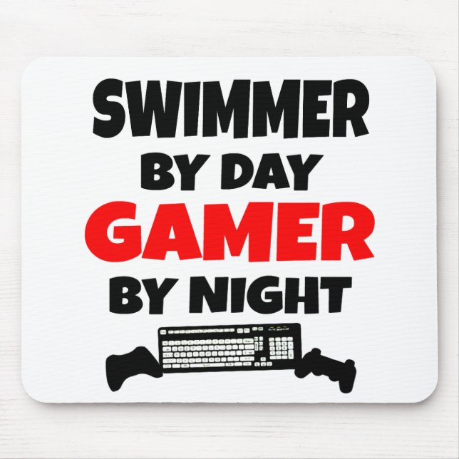 Swimmer by Day Gamer by Night Mouse Pad (Front)