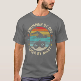Swimmer by Day Gamer by Night Swimming Swim Lover T-Shirt