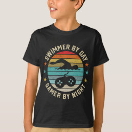 Swimmer By Day Gamer By Night Swimming Swim Lover  T-Shirt