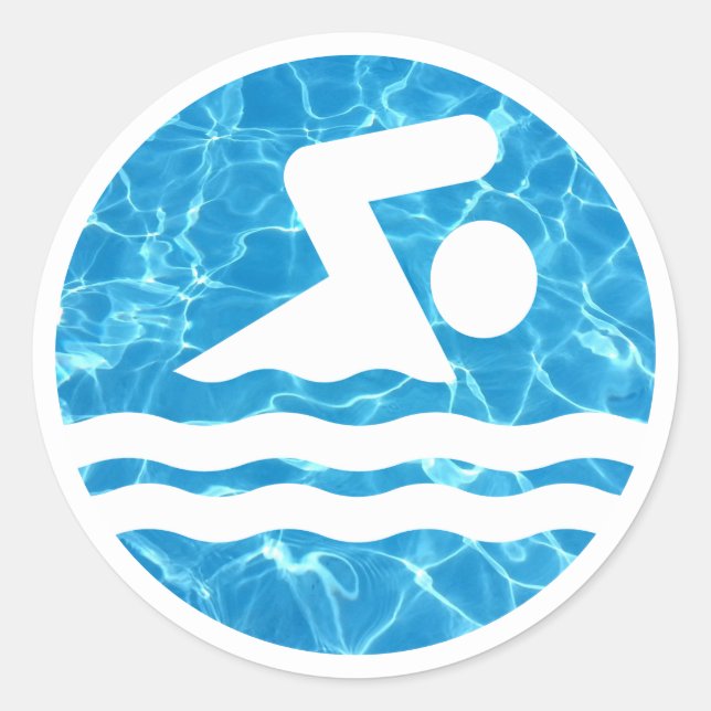 Swimmer Decal in Pool Water Swimming & Diving Classic Round Sticker (Front)