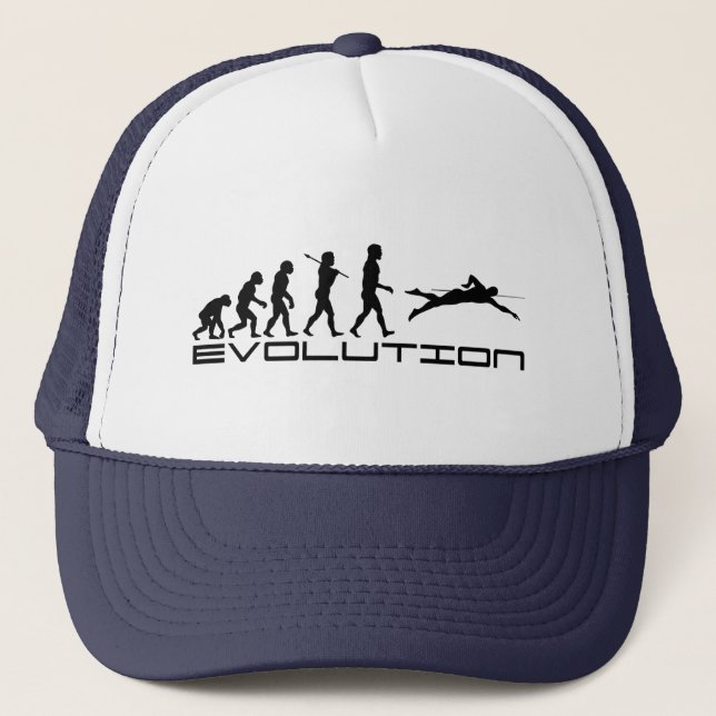 Swimmer Evolution Swim Swimming Sports Trucker Hat (Front)