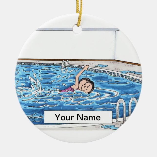 Swimmer - Female Ceramic Ornament (Front)