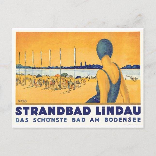 Swimmer Girl at Strandbad Lindau Bodensee, Germany Postcard (Front)