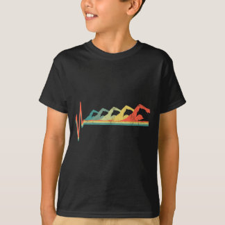 Swimmer Heartbeat Retro Gift T-Shirt