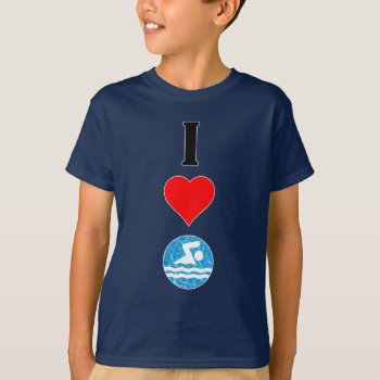 Swimmer "i Love (heart) Swimming" Vertical Swim T-shirt by SoccerMomsDepot at Zazzle