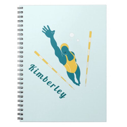 Swimmer Illustration Swimming Custom Name Sports   Notebook