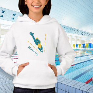 Swimmer Illustration Swimming Girls Name Sports Hoodie