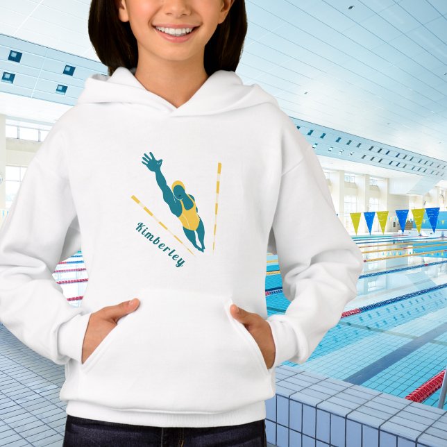Swimmer Illustration Swimming Girls Name Sports Hoodie (Creator Uploaded)