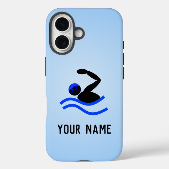 Swimmer in Goggles Graphic with own name / intials Case-Mate iPhone Case (Back)