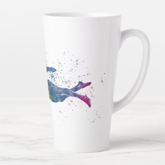 swimmer in watercolor latte mug (Right)
