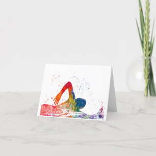 swimmer in watercolor letterpress thank you card