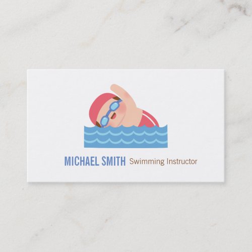 Swimmer Kid Swimming Instructor Business Card