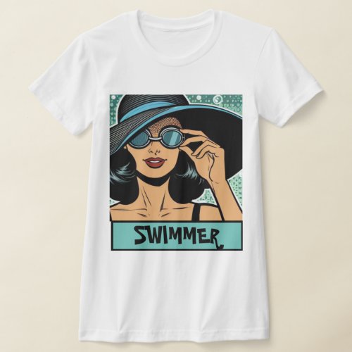 Swimmer Lady With a floppy hat T_Shirt
