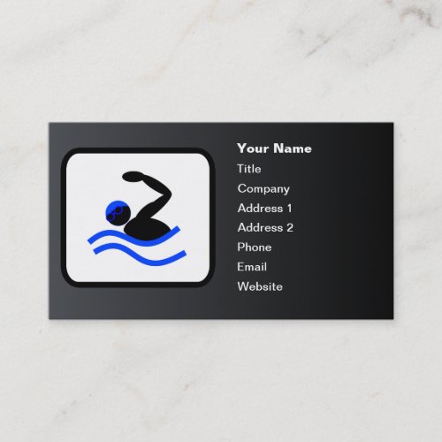 Swimmer Logo Customizable Black Business Card