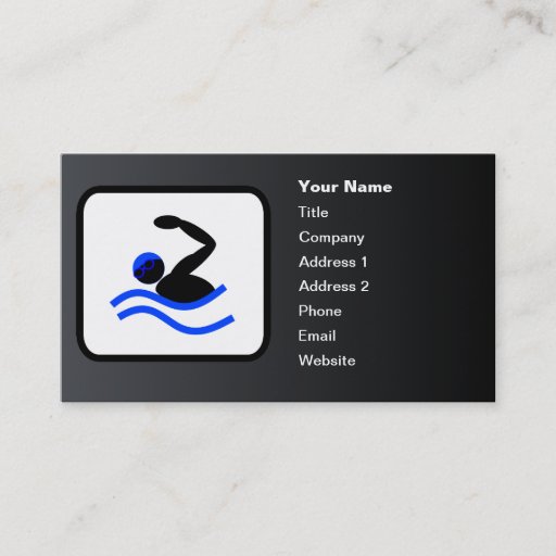 Customizable Swimmer Logo Customizable Black Business Card