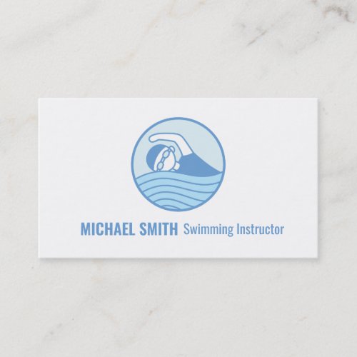 Swimmer Logo Swimming Instructor Business Card