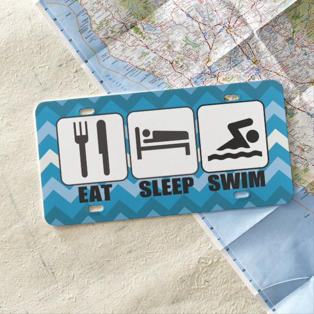 Swimmer or Coach's Eat Sleep Swim Fun Novelty License Plate (In Situ)