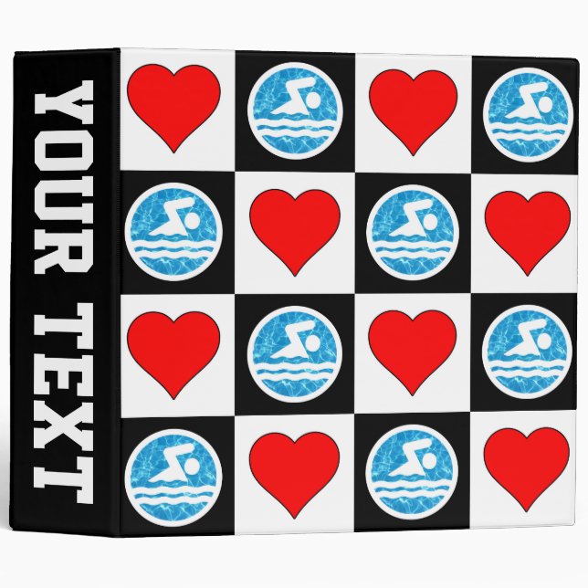 Swimmer or Swim Team Custom Name/Text 3 Ring Binder (Front/Spine)