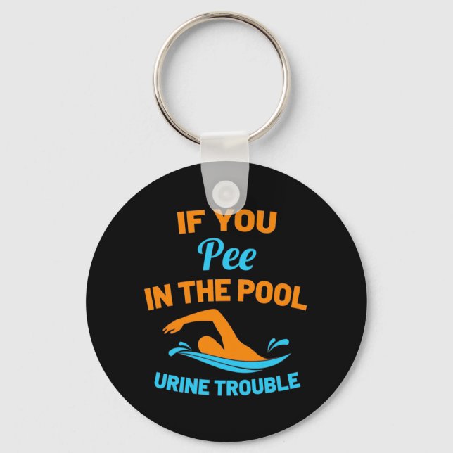 Swimmer Pee In The Pool Keychain (Front)