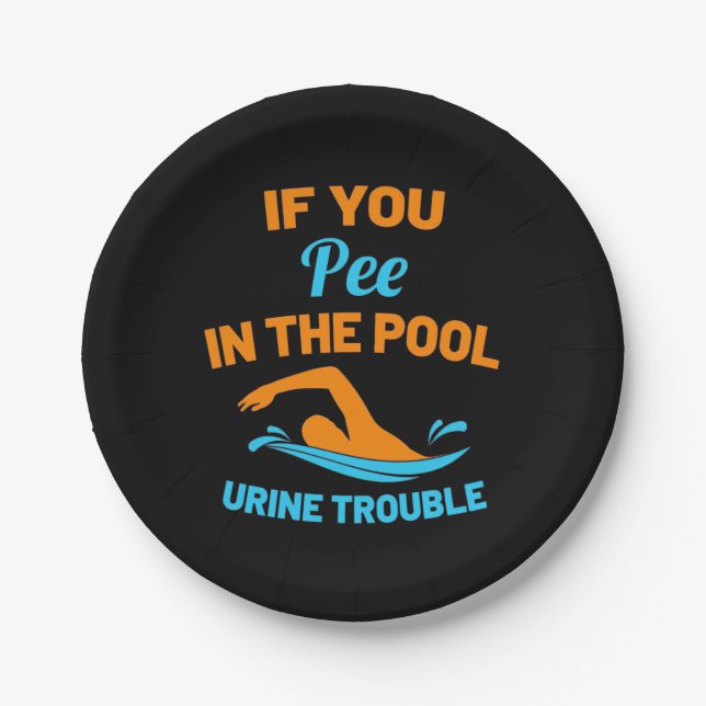 Swimmer Pee In The Pool Paper Plates (Front)