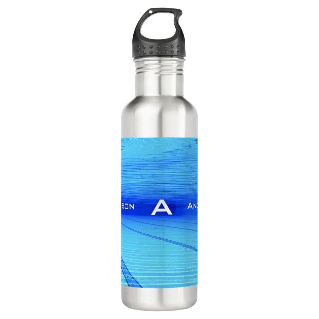 Swimmer Personalized Stainless Steel Water Bottle (Front)
