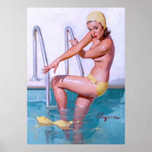Swimmer Pin Up Poster