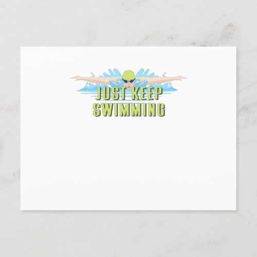 Swimmer quotes  Just Keep Swimming  swim lover Postcard