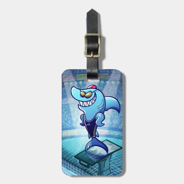 Swimmer Shark Luggage Tag (Front Vertical)