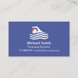 Swimmer Silhouette Swim Instructor Business Card