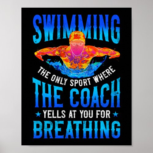 Swimmer Swim Breathing Butterfly Swimming Coach Poster