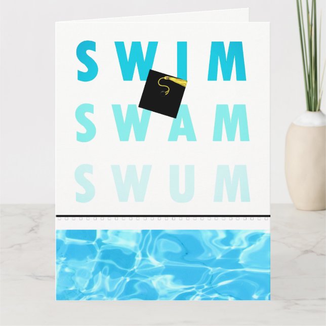 Swimmer Swim Team Graduation Card (Front)