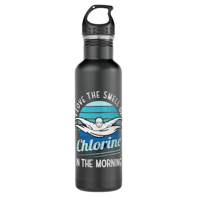 Swimmer Swimming Club Chlorine Pool Swimming Stainless Steel Water Bottle (Front)