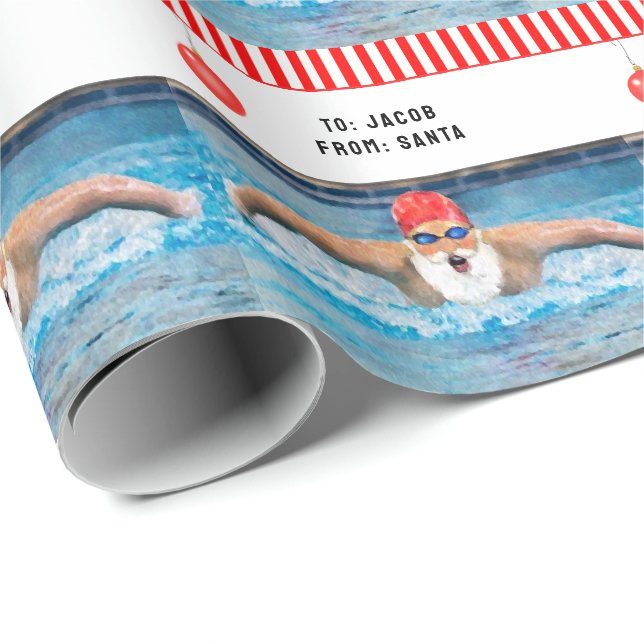 Swimmer Swimming Holiday Gift Wrapping Paper (Roll Corner)
