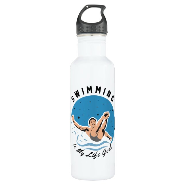 swimmer - Swimming is My Life Goal Stainless Steel Water Bottle (Front)