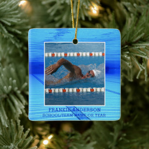 Swimmer Swimming Photo Personalized Ceramic Ornament