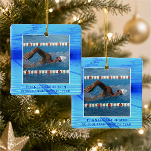 Swimmer Swimming Photo Personalized Ceramic Ornament